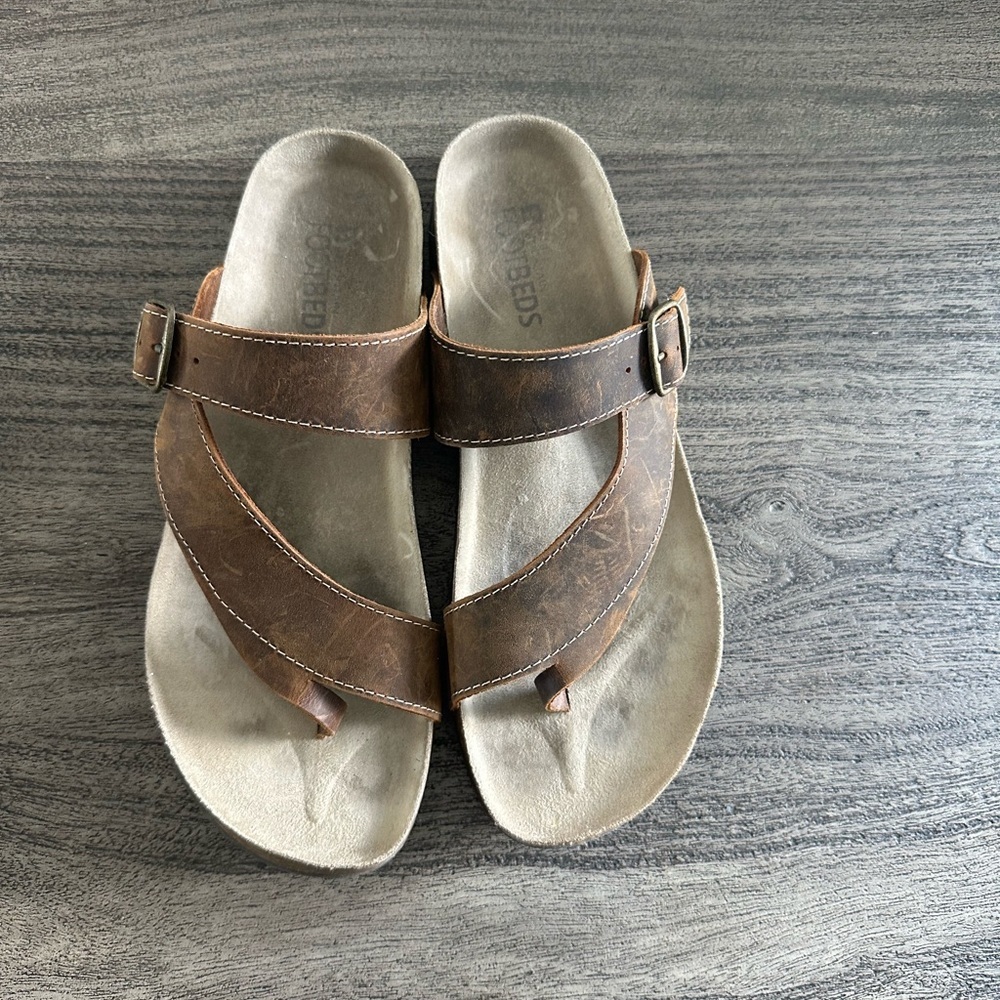 Brown Leather Footbed Sandals - Picture 6 of 6